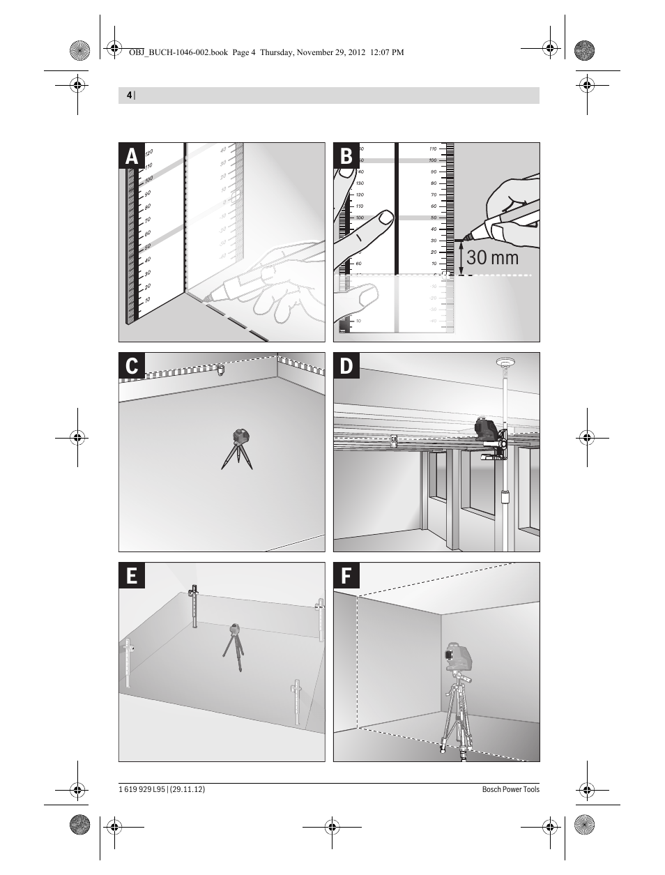 30 mm | Bosch GLL 3-80 P Professional User Manual | Page 4 / 196