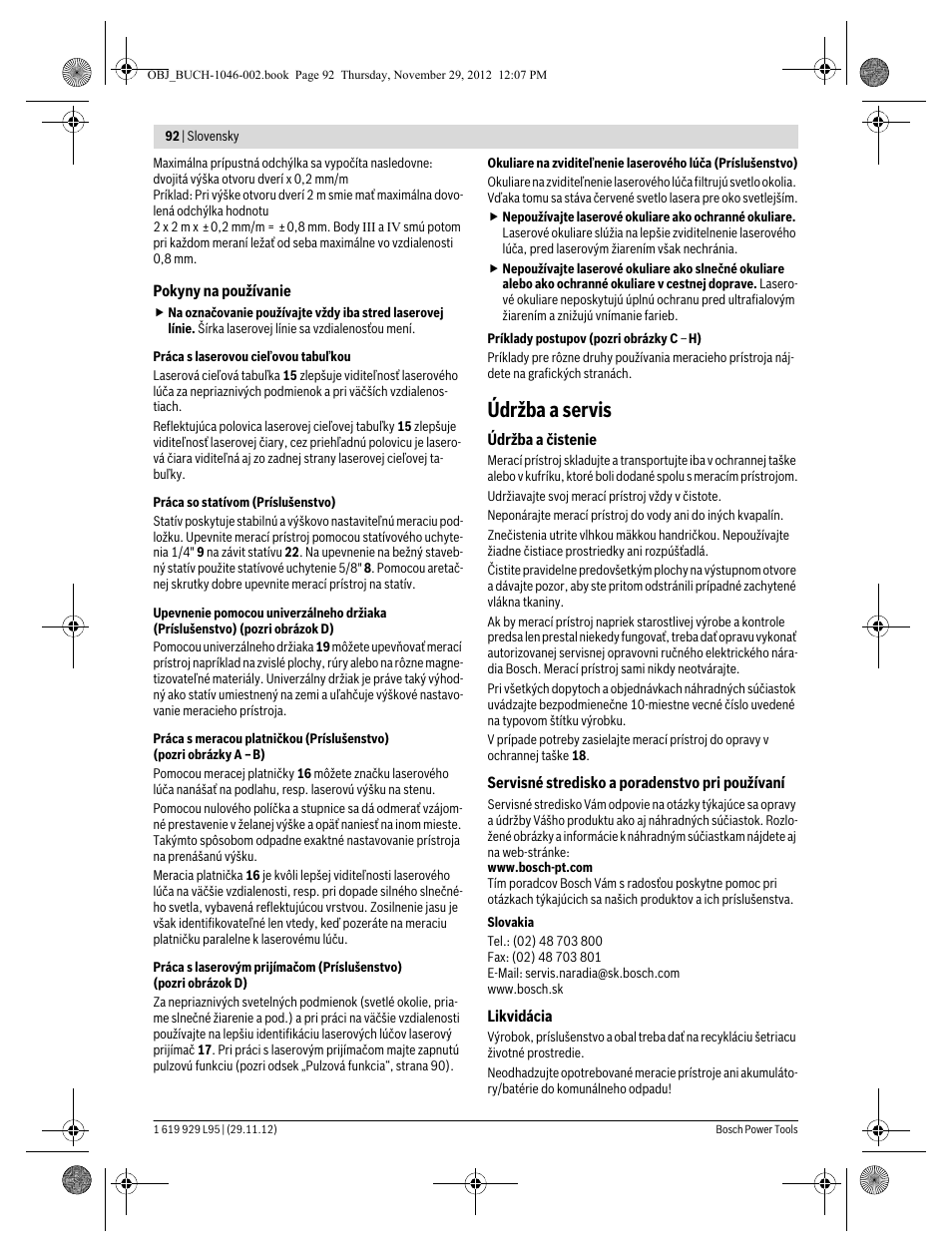 Údržba a servis | Bosch GLL 3-80 P Professional User Manual | Page 92 / 196