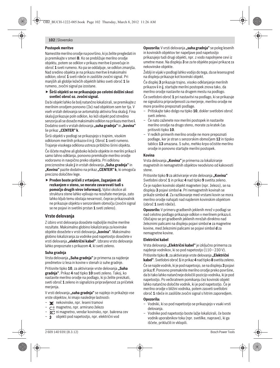 Bosch GMS 120 Professional User Manual | Page 102 / 156