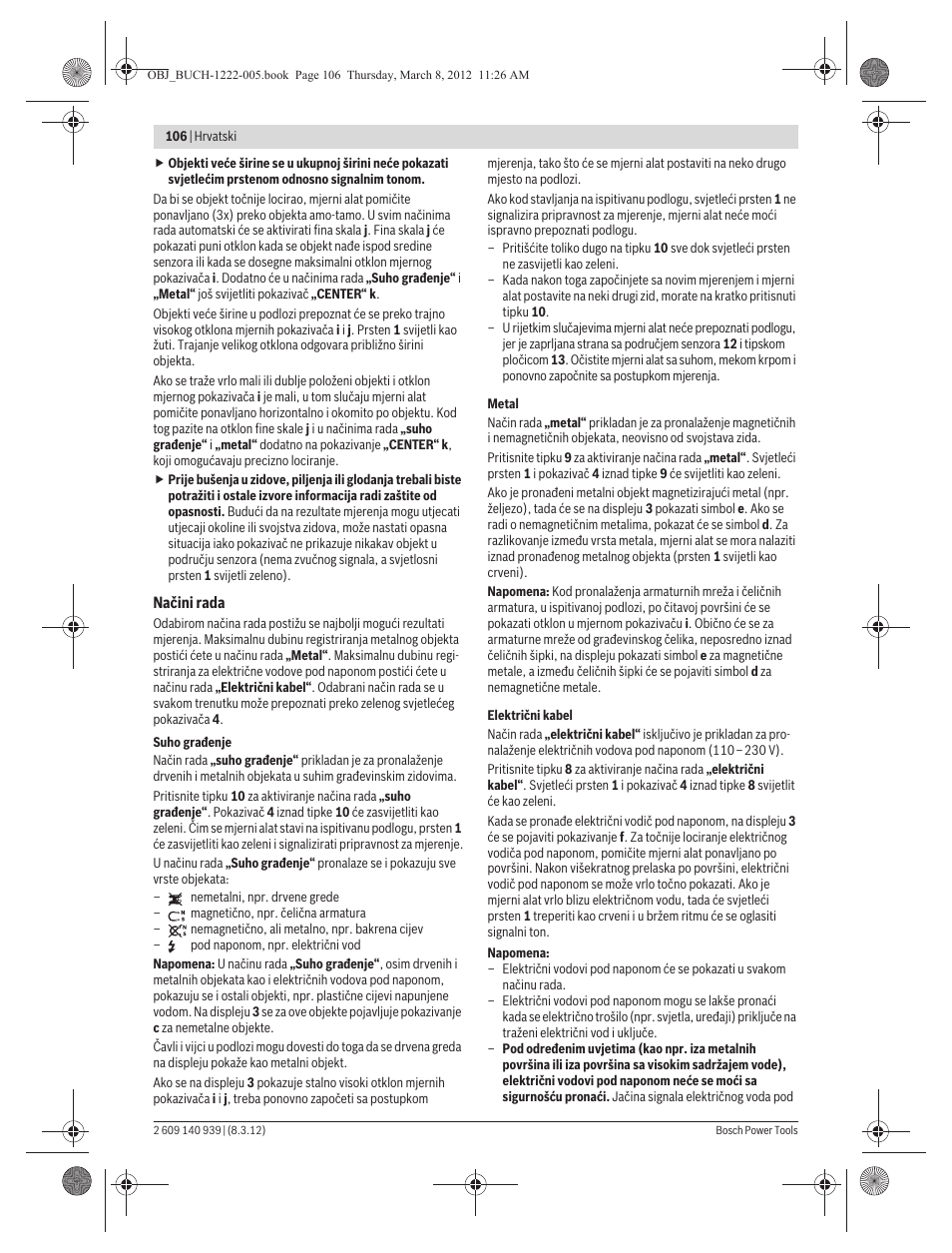 Bosch GMS 120 Professional User Manual | Page 106 / 156