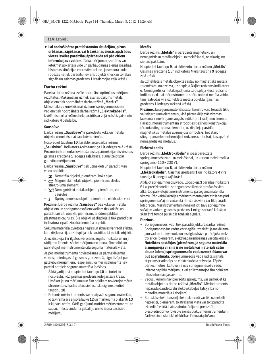 Bosch GMS 120 Professional User Manual | Page 114 / 156