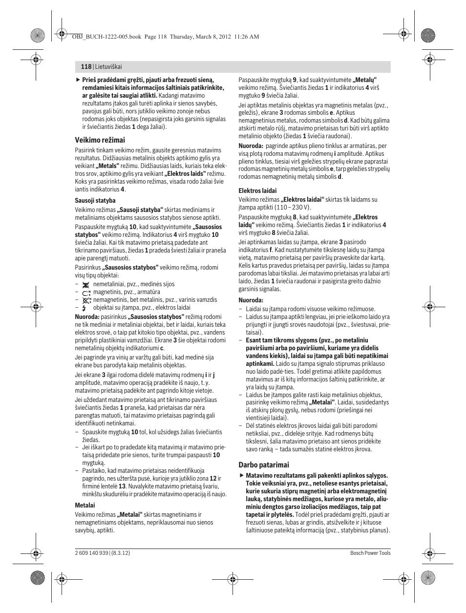 Bosch GMS 120 Professional User Manual | Page 118 / 156