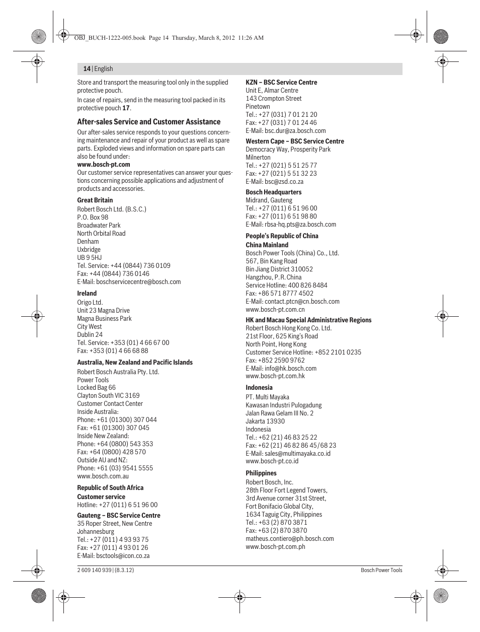 Bosch GMS 120 Professional User Manual | Page 14 / 156