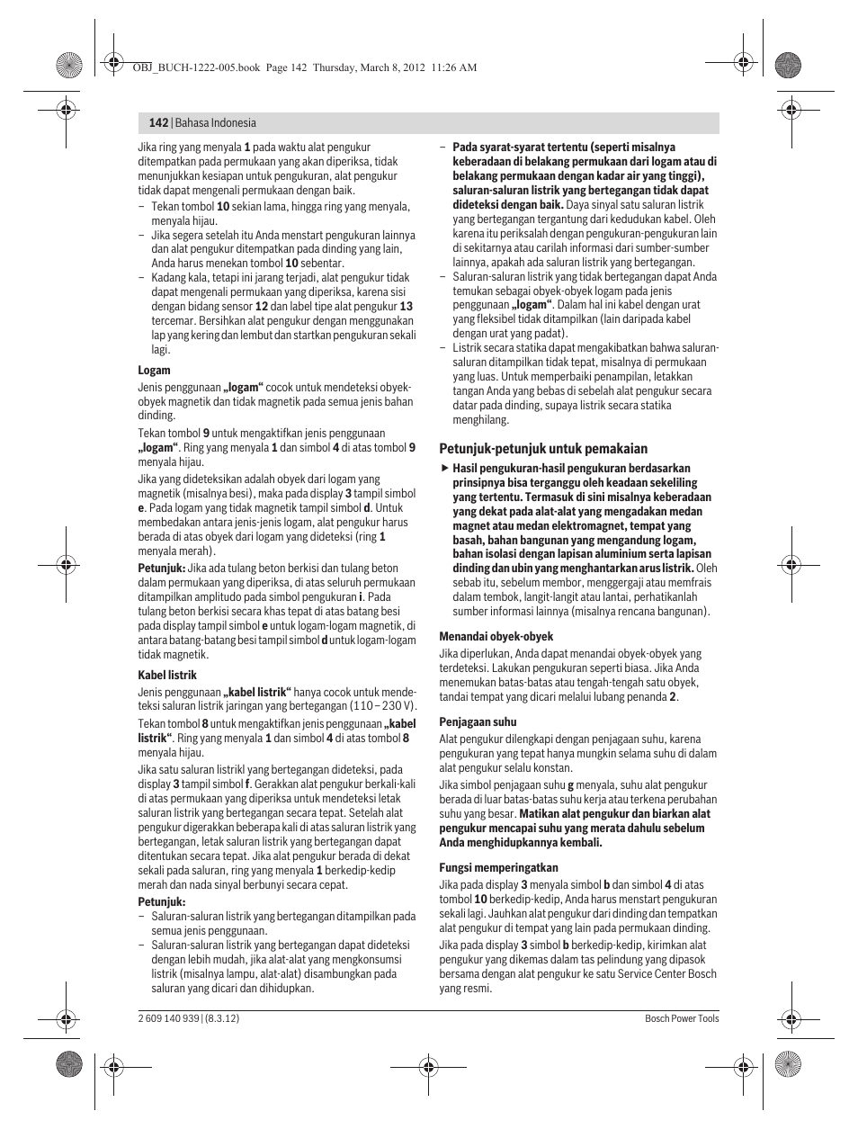 Bosch GMS 120 Professional User Manual | Page 142 / 156