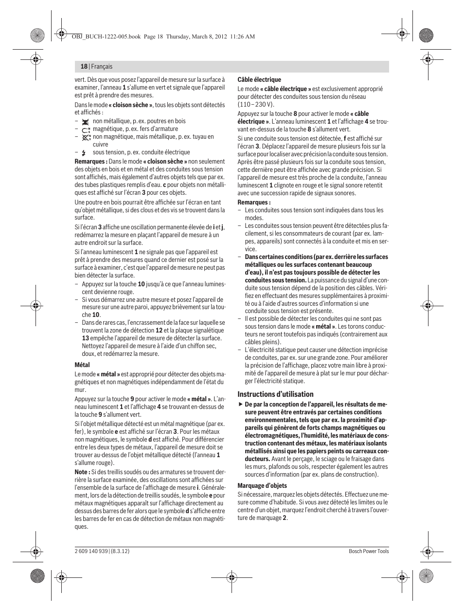 Bosch GMS 120 Professional User Manual | Page 18 / 156