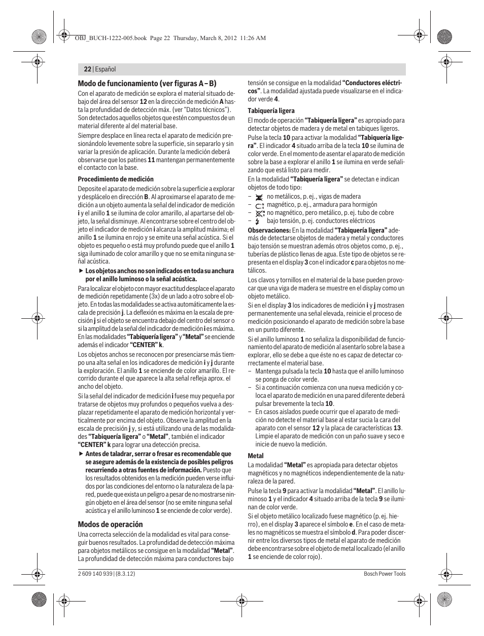 Bosch GMS 120 Professional User Manual | Page 22 / 156