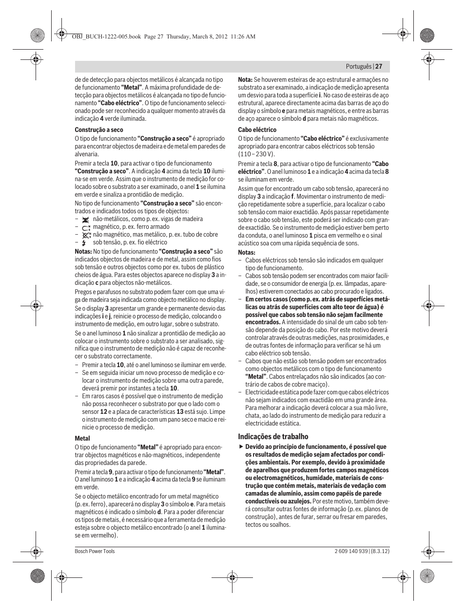 Bosch GMS 120 Professional User Manual | Page 27 / 156