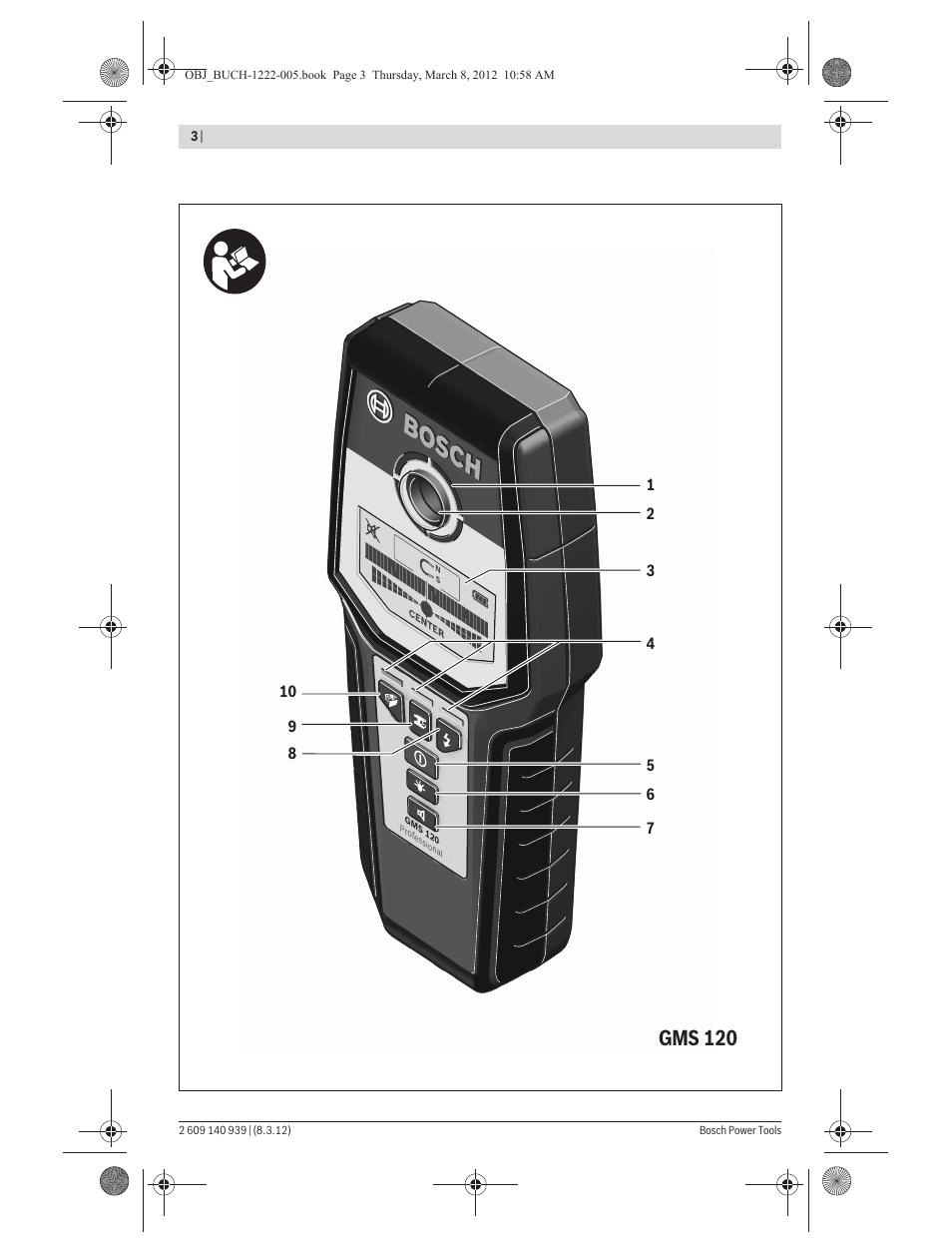 Gms 120 | Bosch GMS 120 Professional User Manual | Page 3 / 156