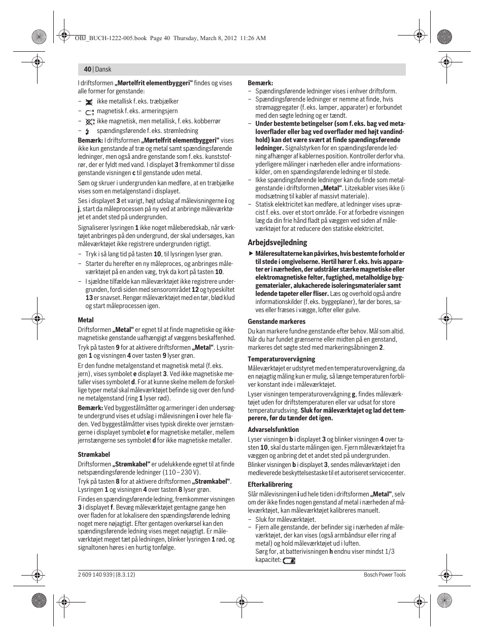 Bosch GMS 120 Professional User Manual | Page 40 / 156