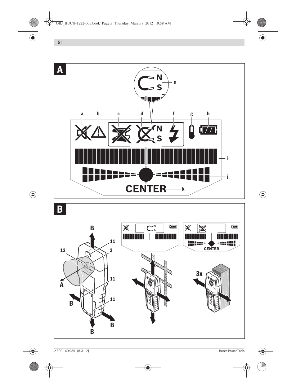 Ns n s | Bosch GMS 120 Professional User Manual | Page 5 / 156