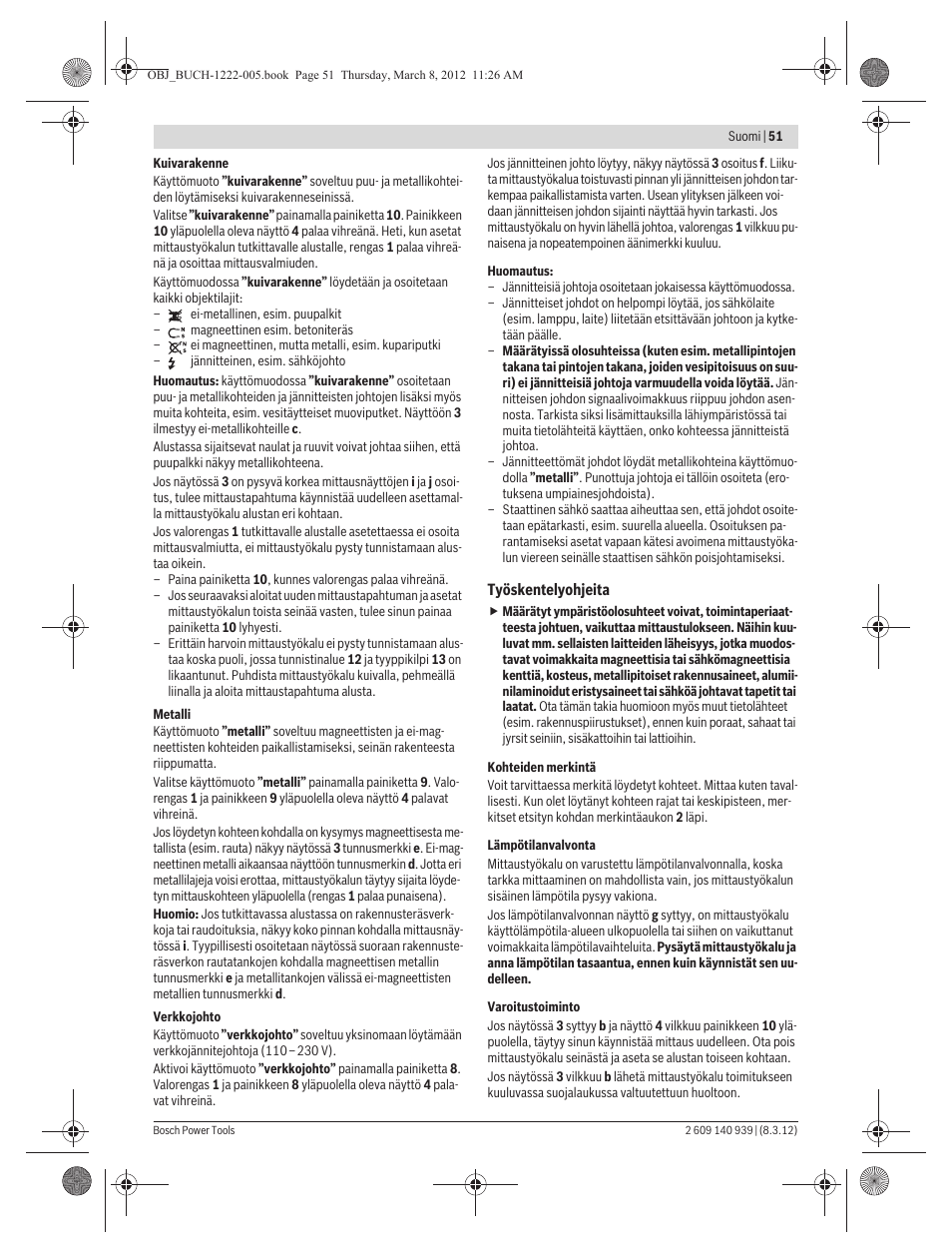 Bosch GMS 120 Professional User Manual | Page 51 / 156