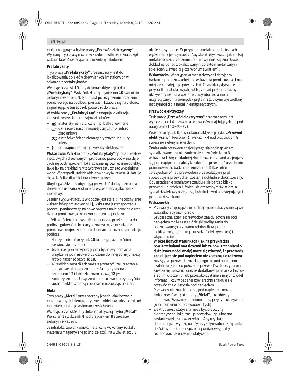 Bosch GMS 120 Professional User Manual | Page 64 / 156