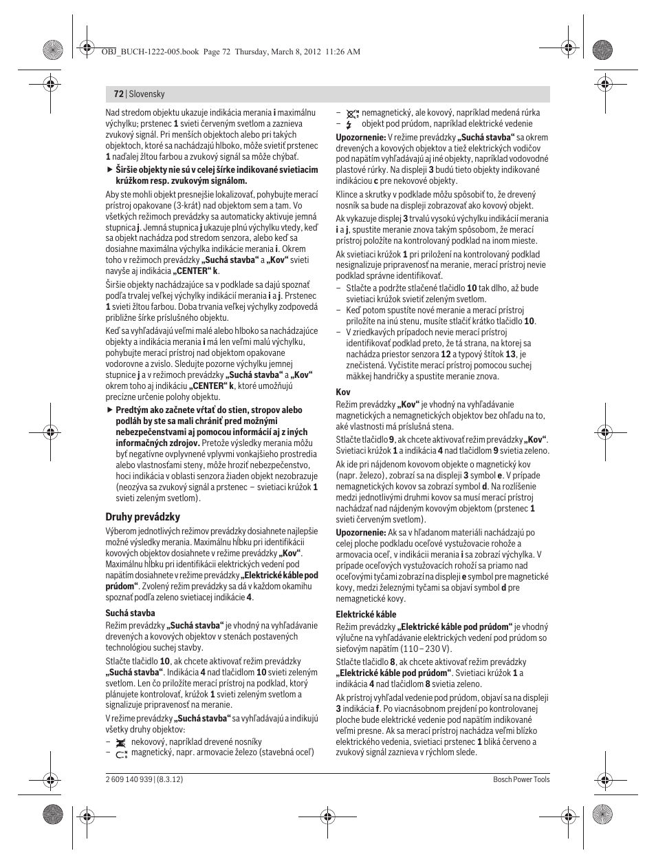 Bosch GMS 120 Professional User Manual | Page 72 / 156