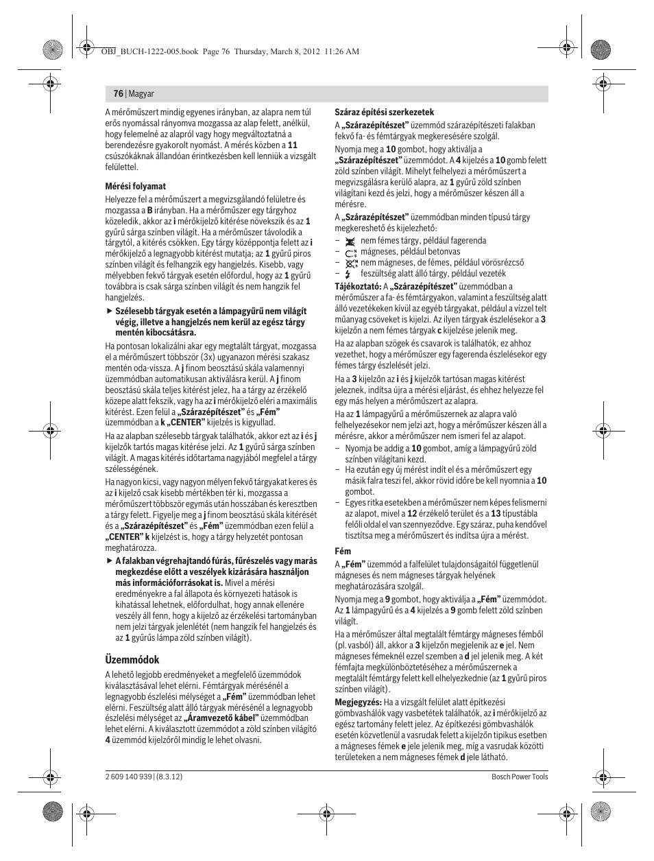 Bosch GMS 120 Professional User Manual | Page 76 / 156