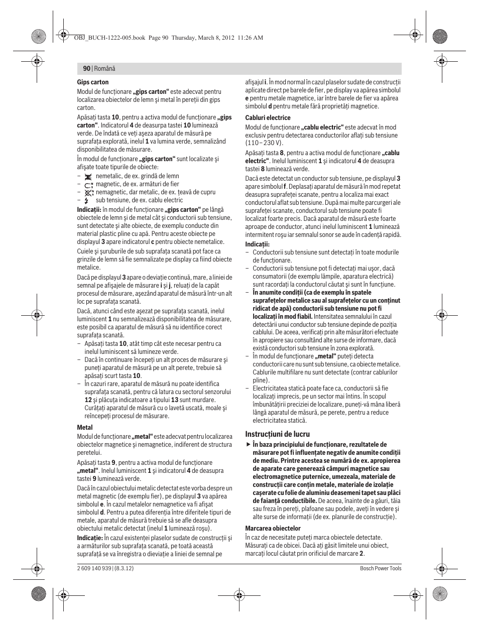 Bosch GMS 120 Professional User Manual | Page 90 / 156