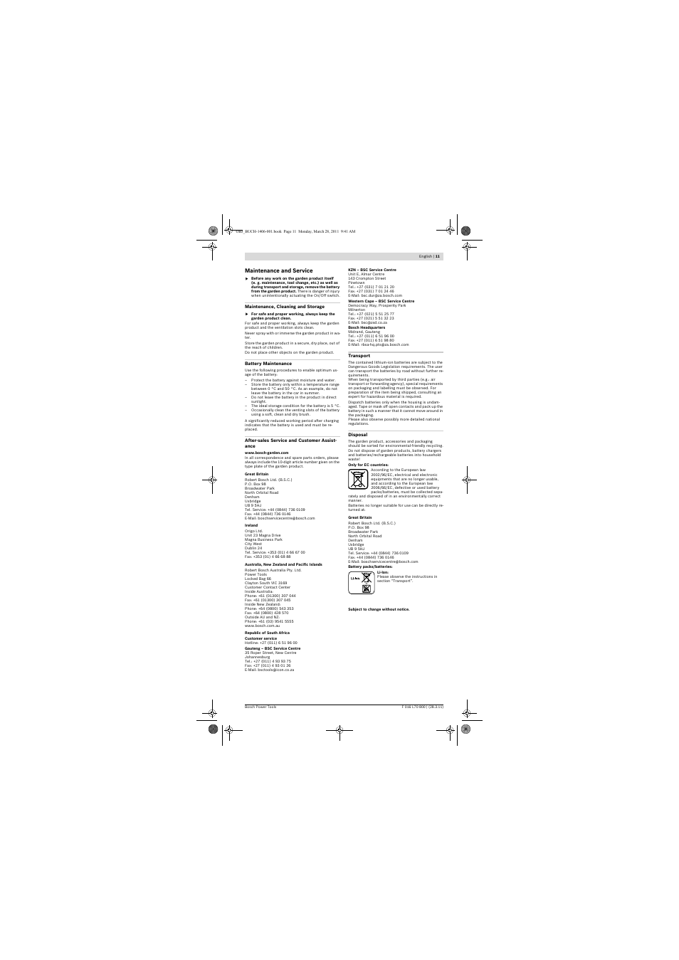 Bosch ALB 18 LI User Manual | Page 11 / 114