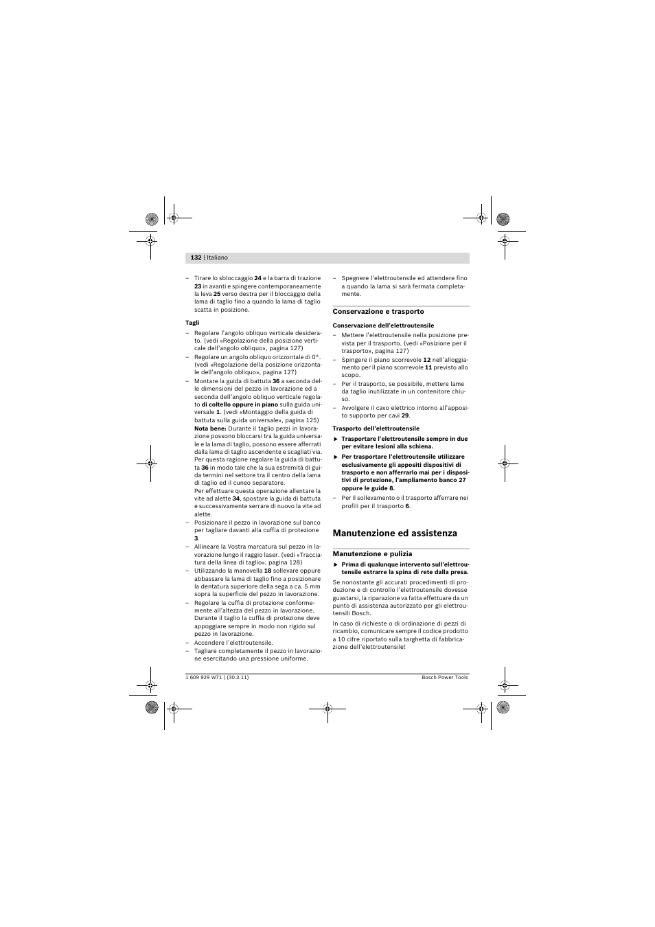 Manutenzione ed assistenza | Bosch PPS 7S User Manual | Page 132 / 537