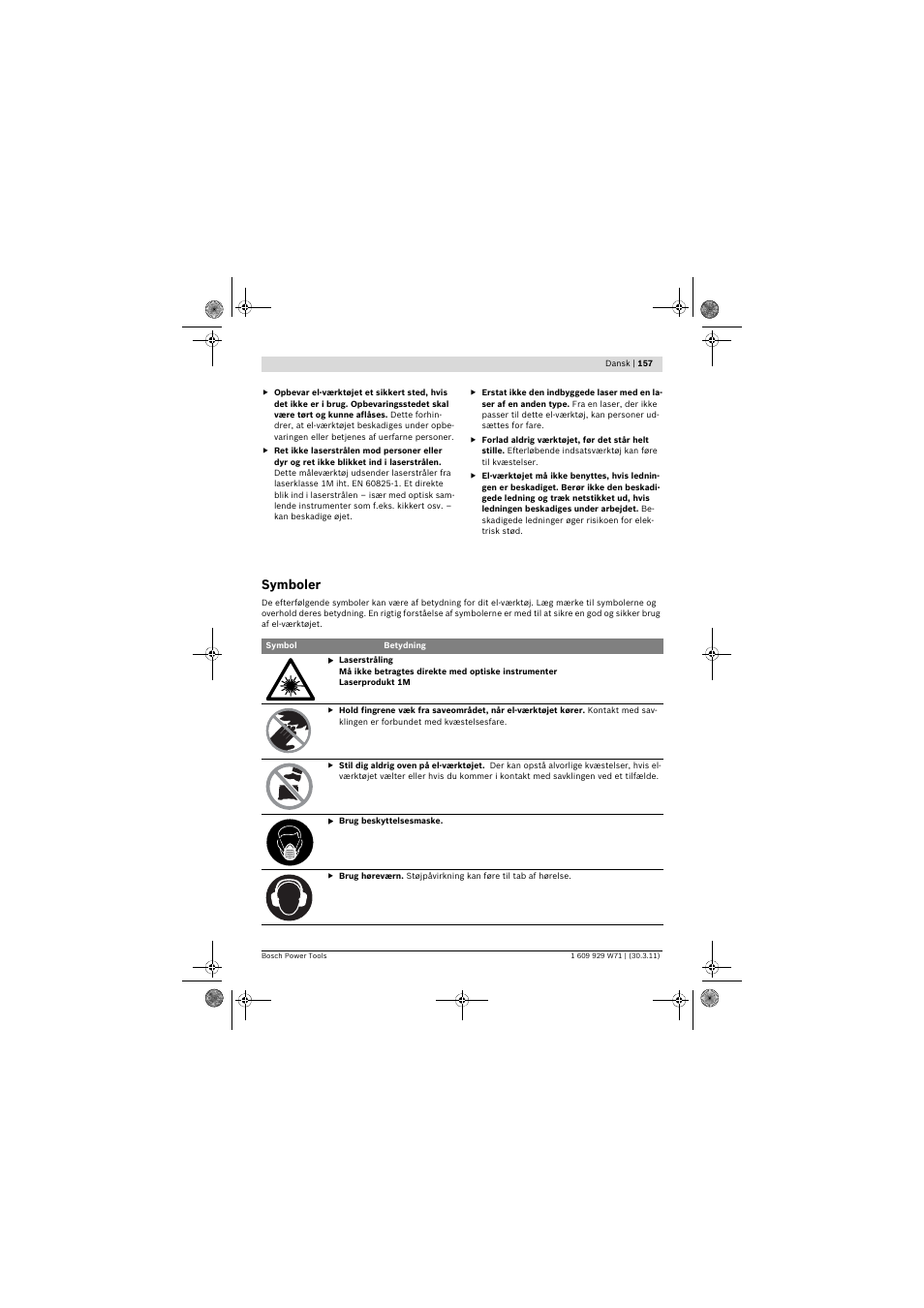 Symboler | Bosch PPS 7S User Manual | Page 157 / 537