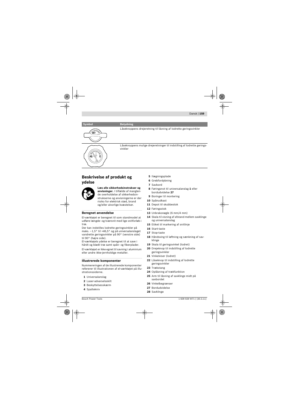 Beskrivelse af produkt og ydelse | Bosch PPS 7S User Manual | Page 159 / 537