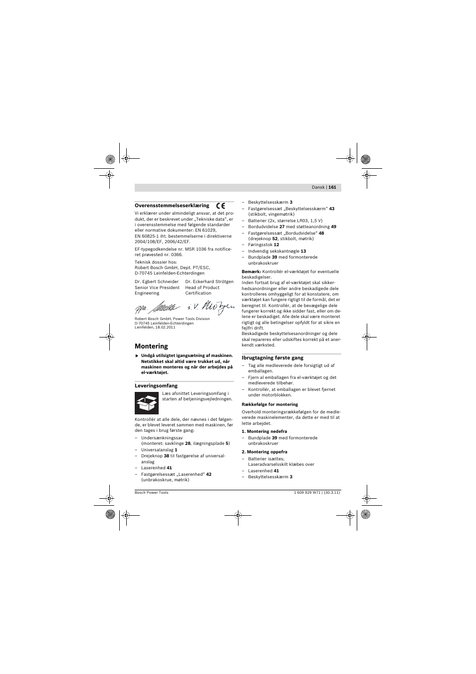 Montering | Bosch PPS 7S User Manual | Page 161 / 537