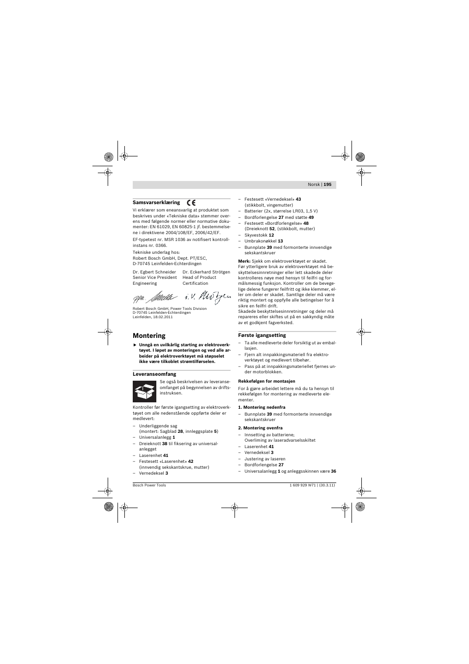Montering | Bosch PPS 7S User Manual | Page 195 / 537