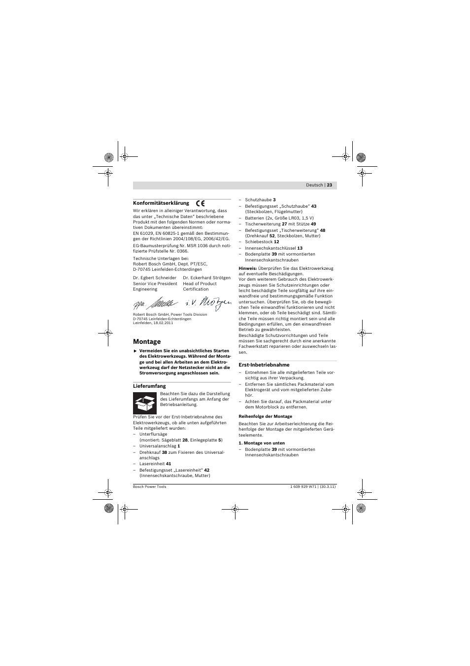 Montage | Bosch PPS 7S User Manual | Page 23 / 537