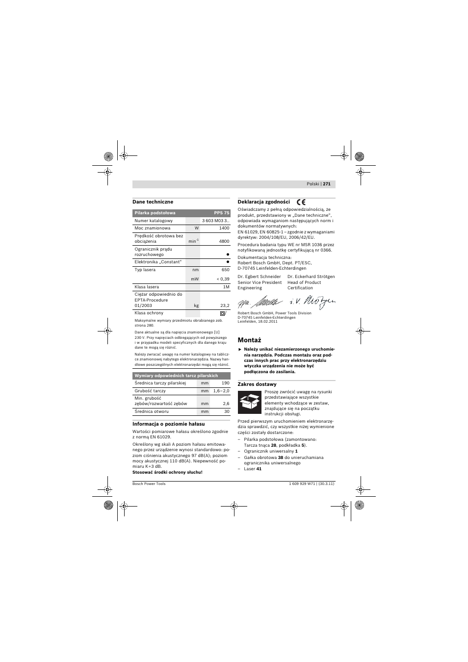 Montaż | Bosch PPS 7S User Manual | Page 271 / 537