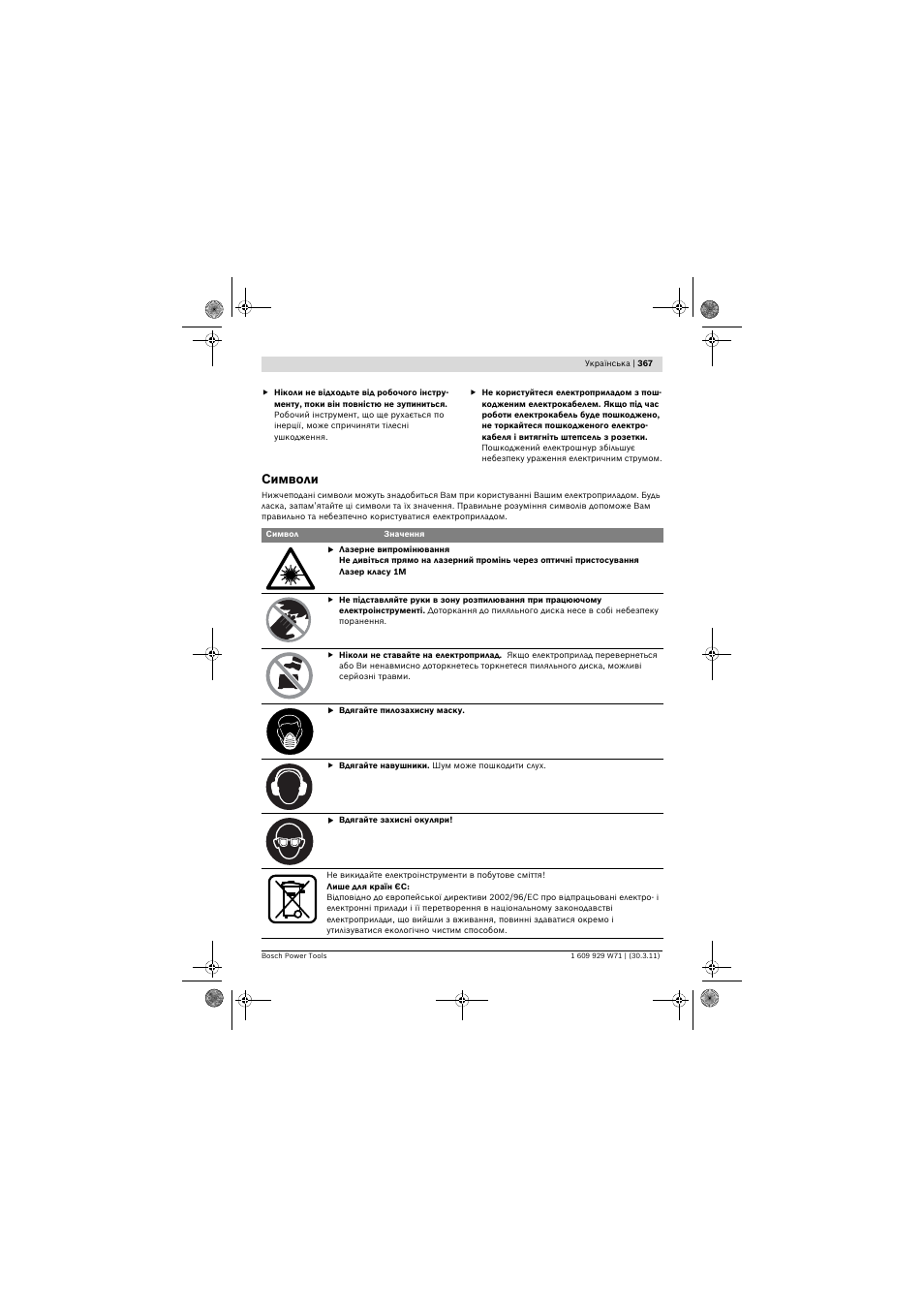 Символи | Bosch PPS 7S User Manual | Page 367 / 537