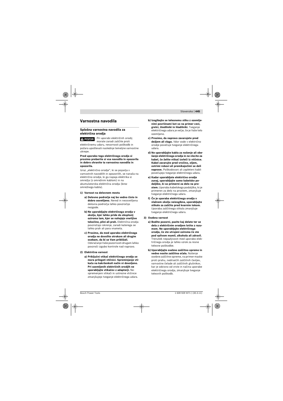 Varnostna navodila | Bosch PPS 7S User Manual | Page 445 / 537