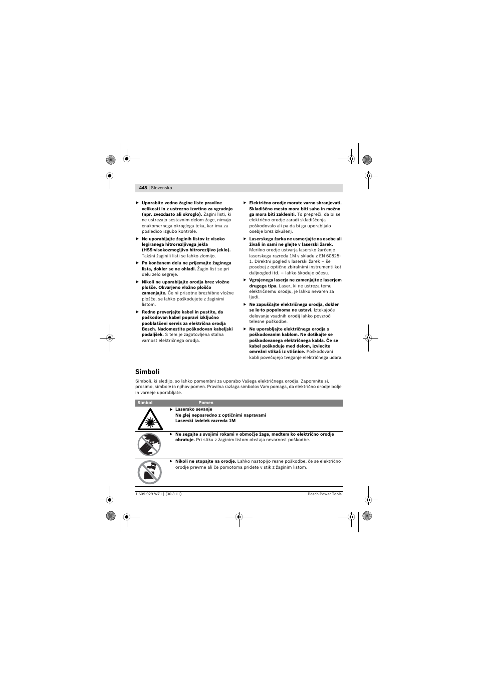 Simboli | Bosch PPS 7S User Manual | Page 448 / 537