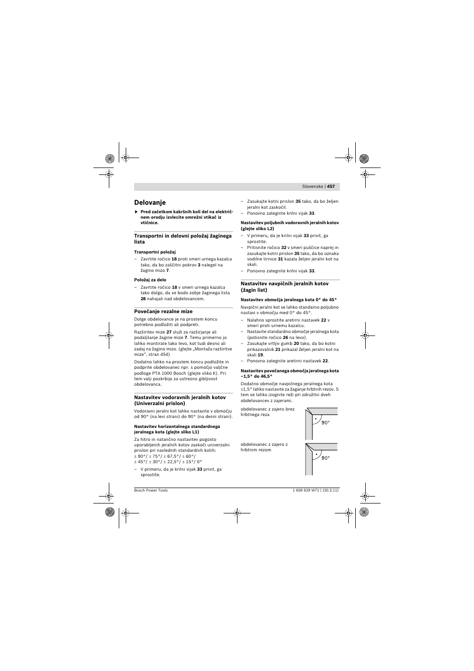 Delovanje | Bosch PPS 7S User Manual | Page 457 / 537