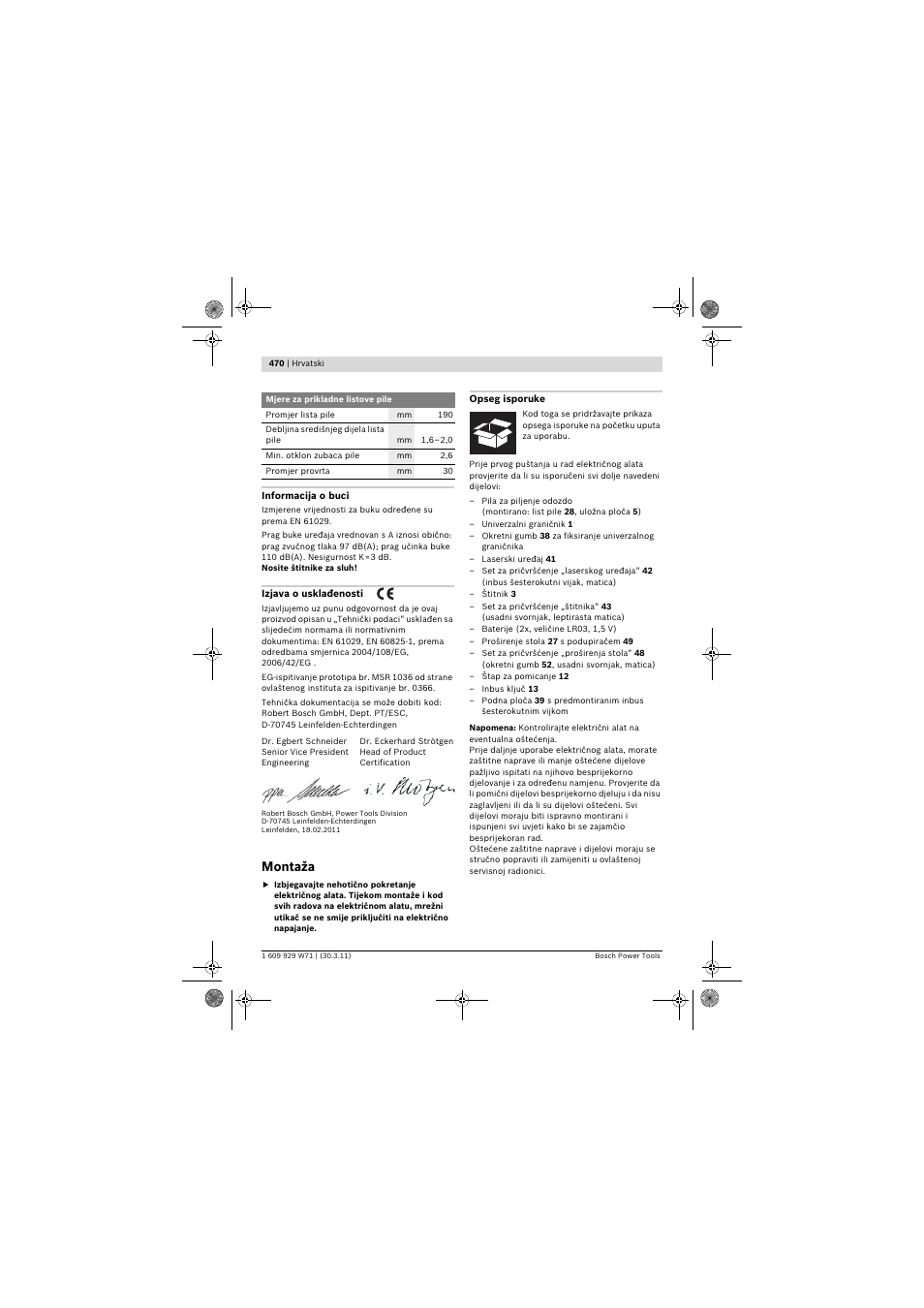 Montaža | Bosch PPS 7S User Manual | Page 470 / 537