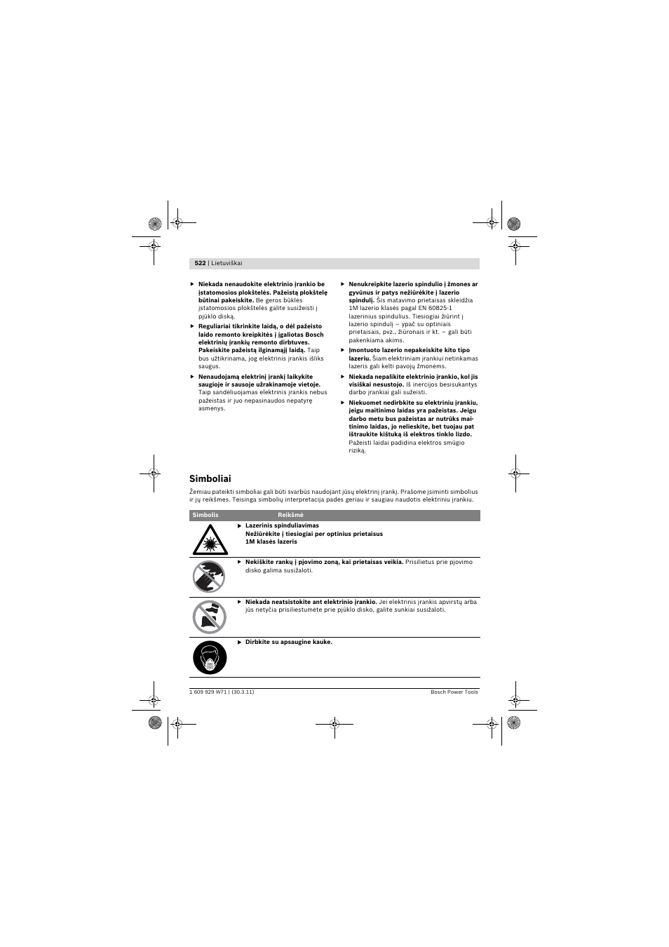 Simboliai | Bosch PPS 7S User Manual | Page 522 / 537