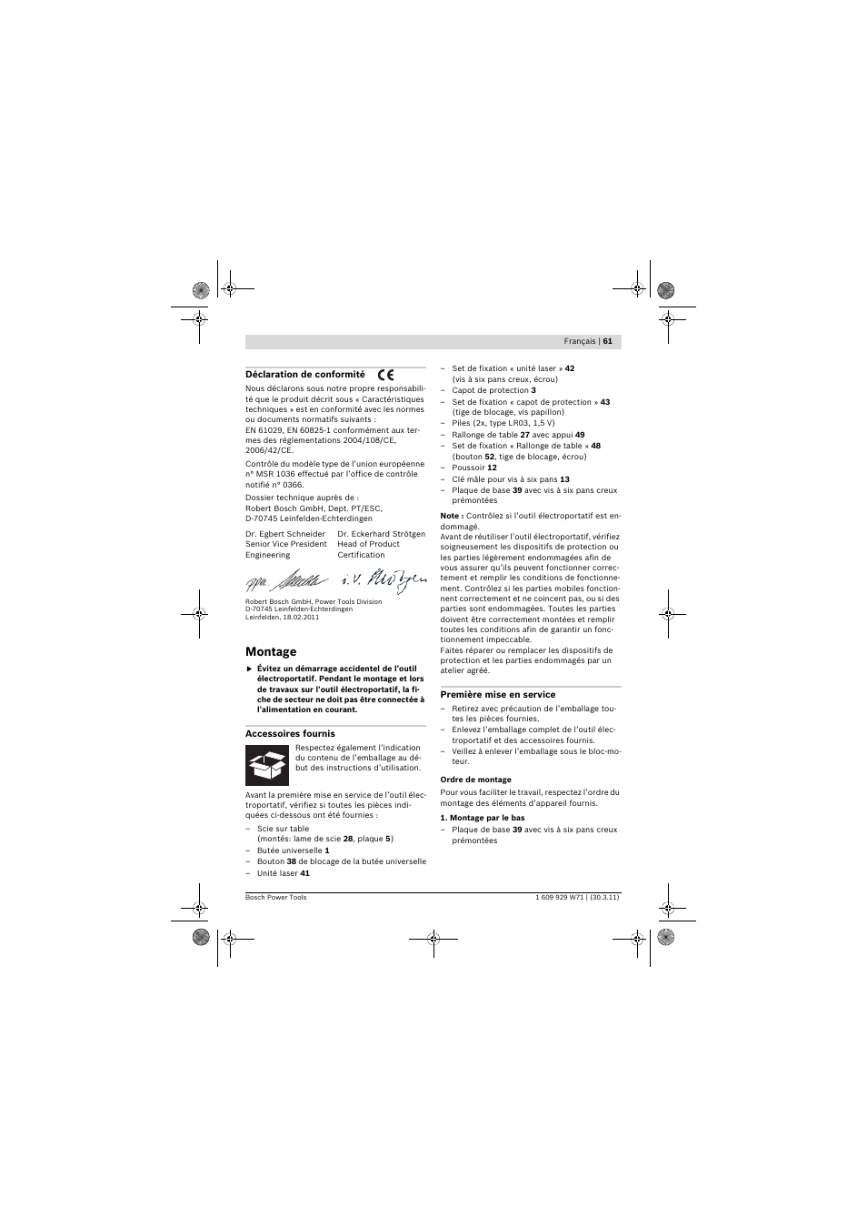 Montage | Bosch PPS 7S User Manual | Page 61 / 537