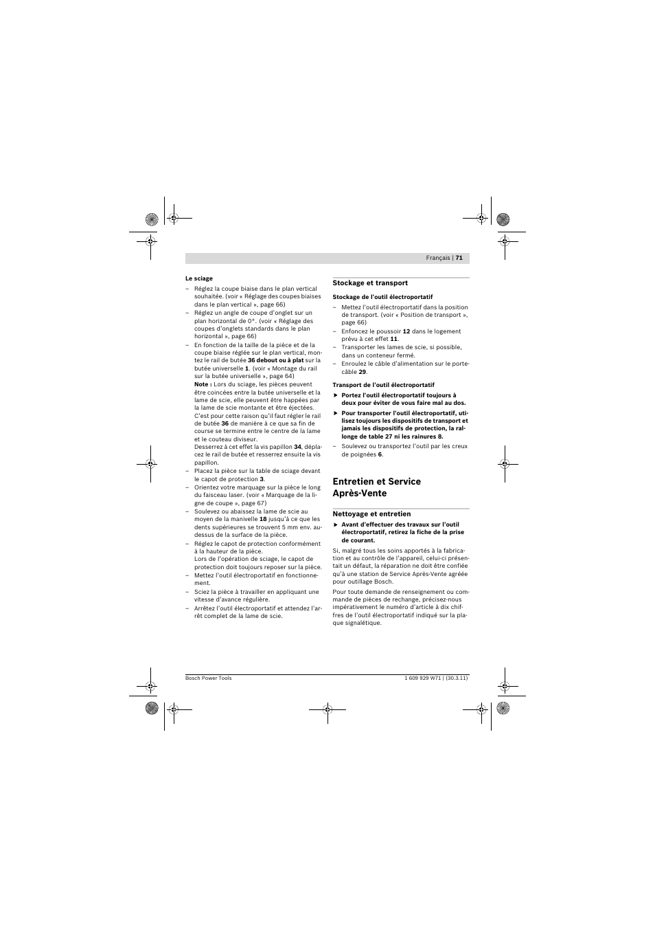 Entretien et service après-vente | Bosch PPS 7S User Manual | Page 71 / 537
