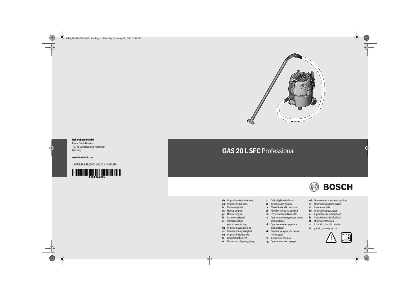 Bosch GAS 20 L SFC Professional User Manual | 184 pages