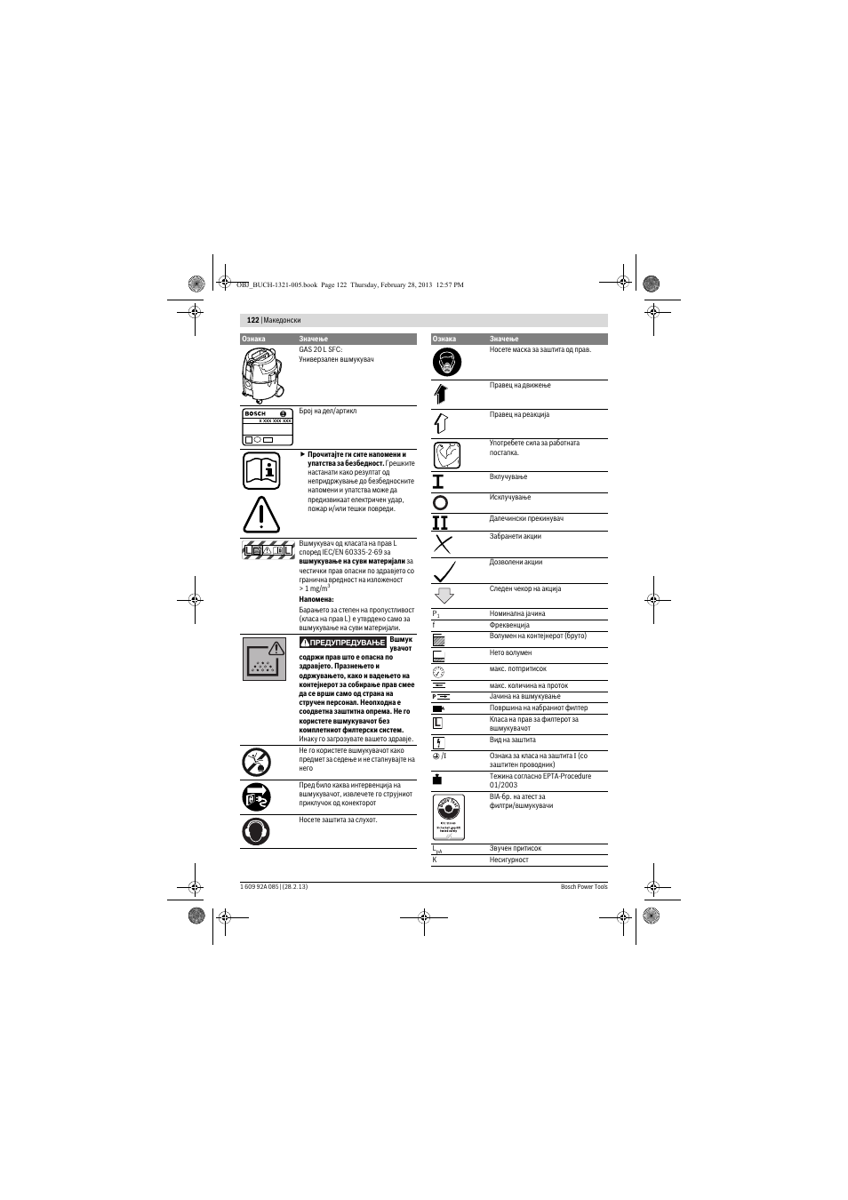 Bosch GAS 20 L SFC Professional User Manual | Page 122 / 184