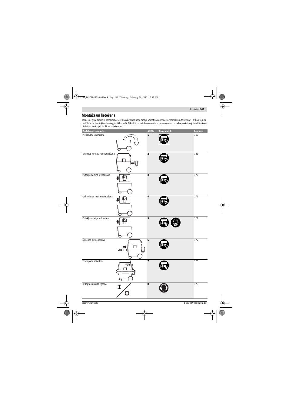 Montāža un lietošana | Bosch GAS 20 L SFC Professional User Manual | Page 149 / 184