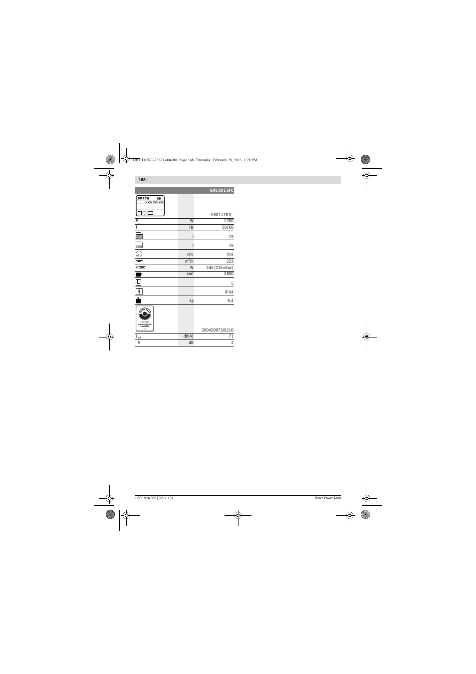 Bosch GAS 20 L SFC Professional User Manual | Page 168 / 184