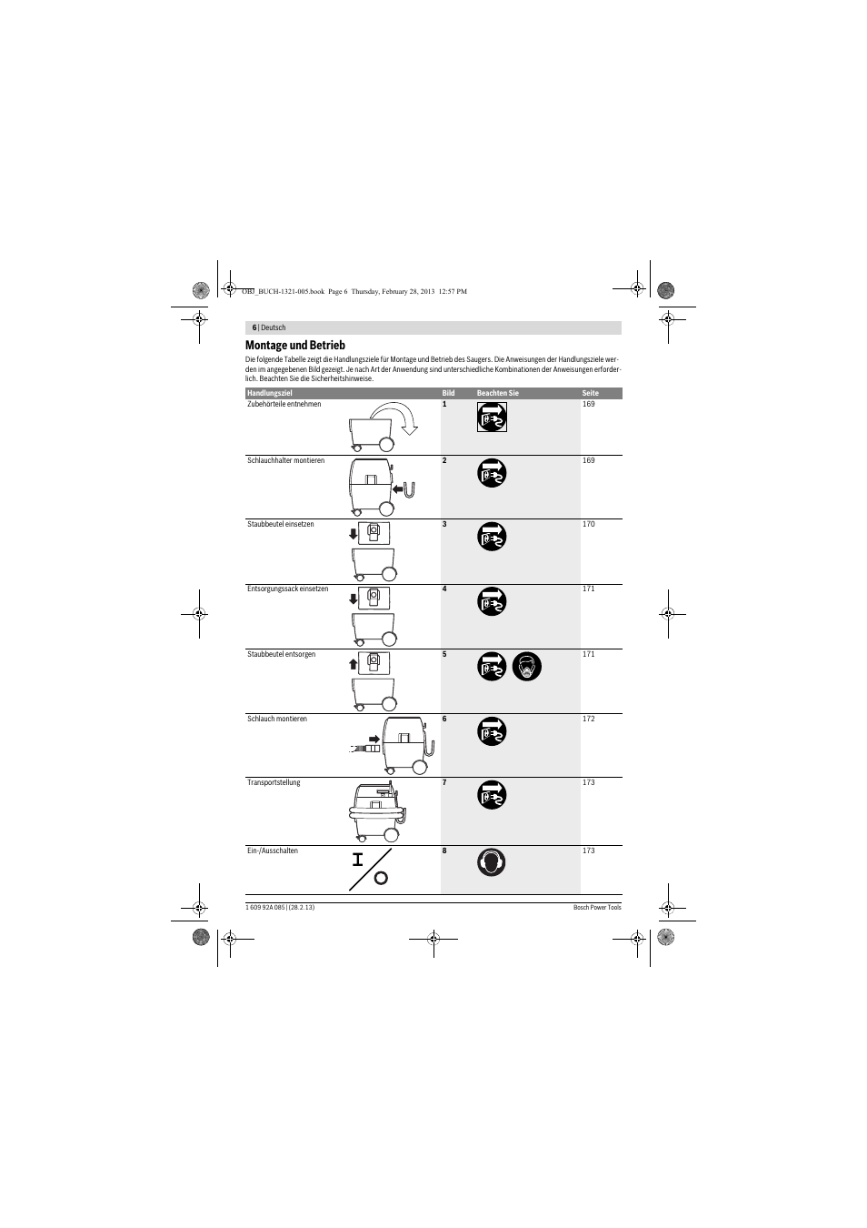 Montage und betrieb | Bosch GAS 20 L SFC Professional User Manual | Page 6 / 184