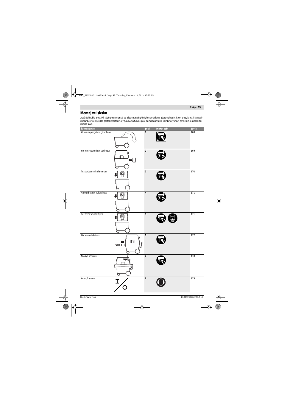 Montaj ve işletim | Bosch GAS 20 L SFC Professional User Manual | Page 69 / 184