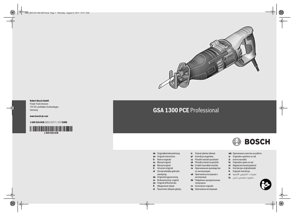 Bosch GSA 1300 PCE Professional User Manual | 156 pages