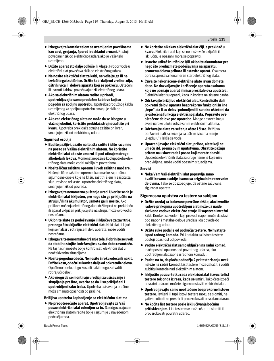 Bosch GSA 1300 PCE Professional User Manual | Page 119 / 156