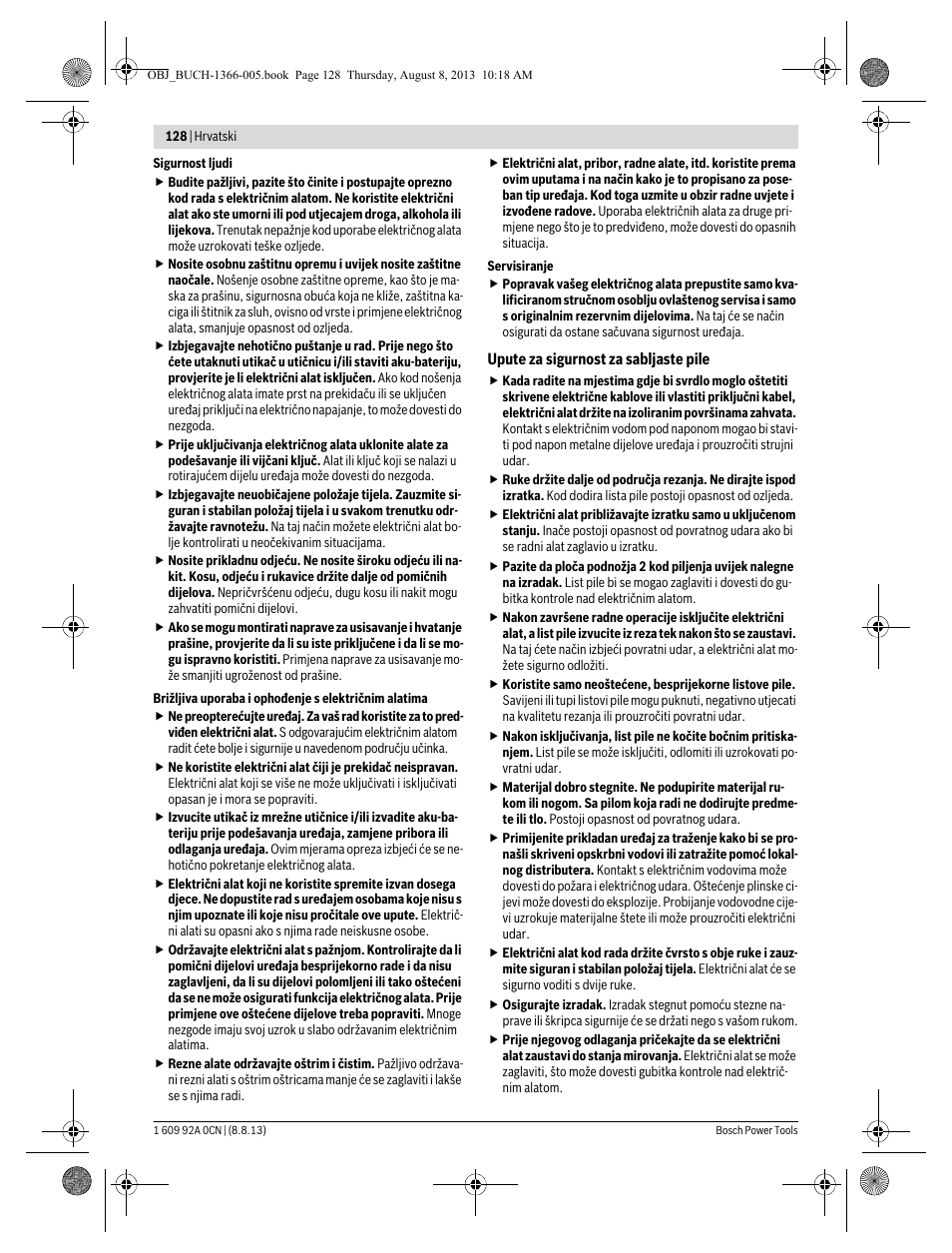 Bosch GSA 1300 PCE Professional User Manual | Page 128 / 156