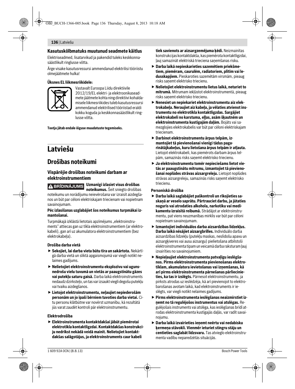 Latviešu | Bosch GSA 1300 PCE Professional User Manual | Page 136 / 156