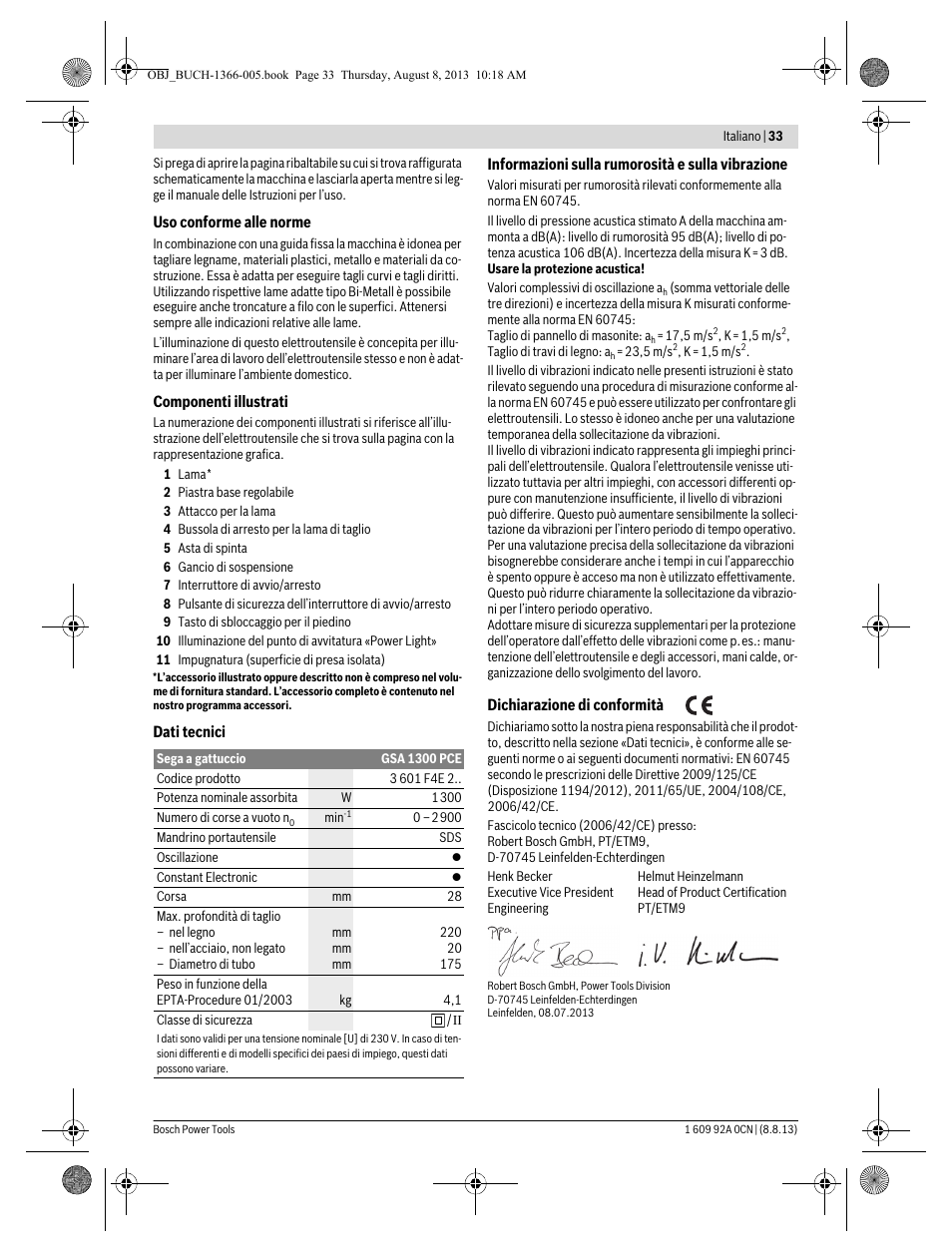 Bosch GSA 1300 PCE Professional User Manual | Page 33 / 156