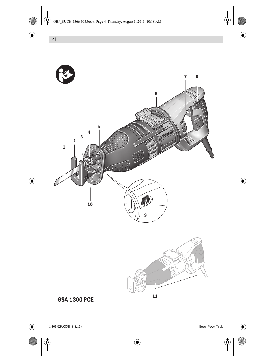 Gsa 1300 pce | Bosch GSA 1300 PCE Professional User Manual | Page 4 / 156