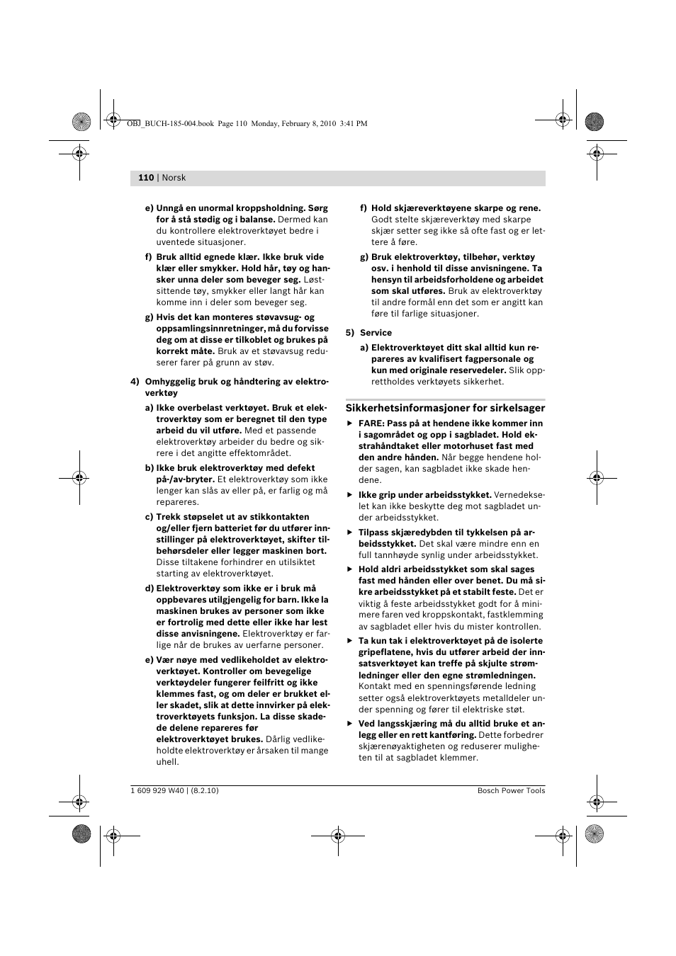 Bosch GKS 160 Professional User Manual | Page 110 / 333