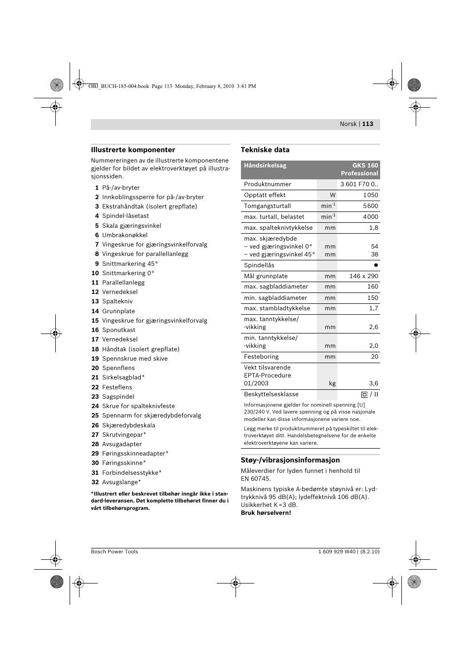 Bosch GKS 160 Professional User Manual | Page 113 / 333