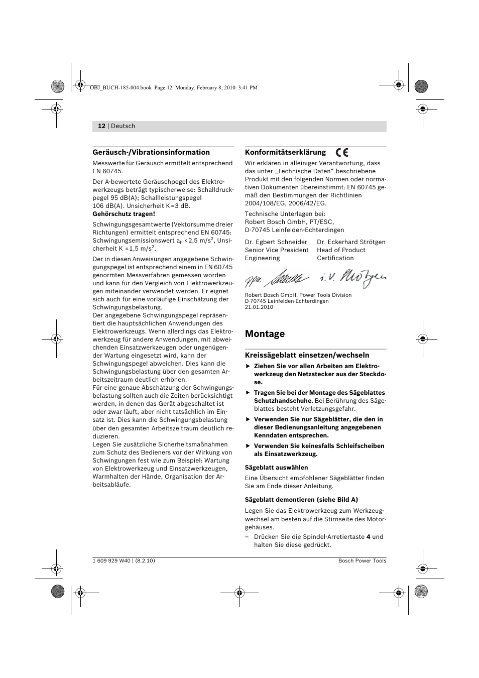 Montage | Bosch GKS 160 Professional User Manual | Page 12 / 333